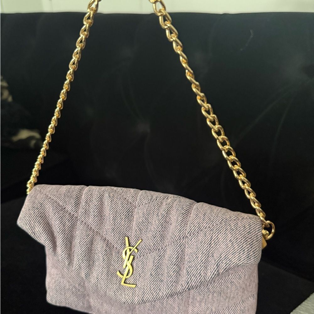 Brand new Yves Saint Laurent Purple Quilted Women's Clutch w/ card holder denim - Picture 10 of 10
